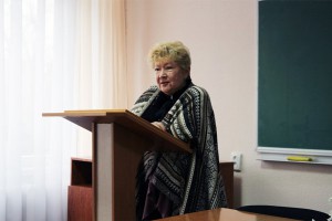 Виступає Тетяна Матвеєва — голова обласної організації Профспілки